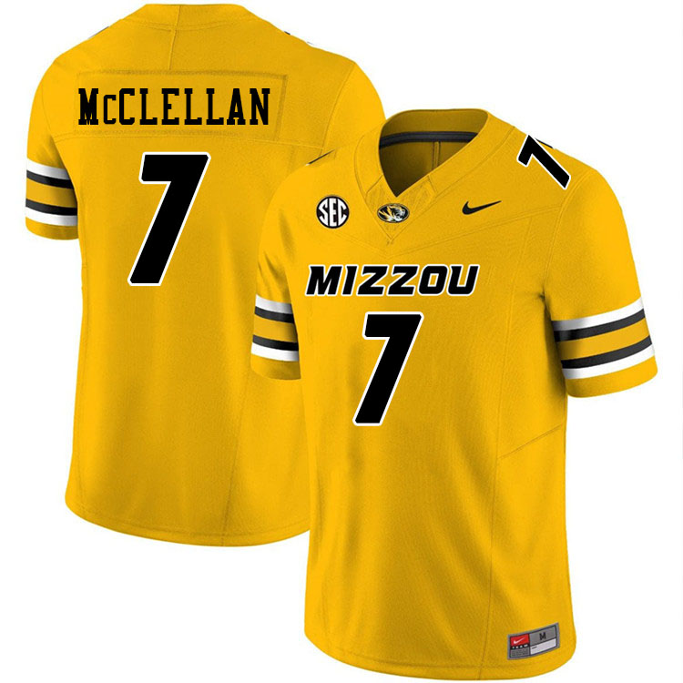 Men #7 Chris McClellan Missouri Tigers College Football Jerseys Stitched-Gold